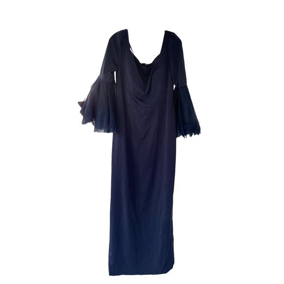 Mac Duggal 11233 Flounced Sleeve Square Neck Column Gown Plus - Picture 3 of 9
